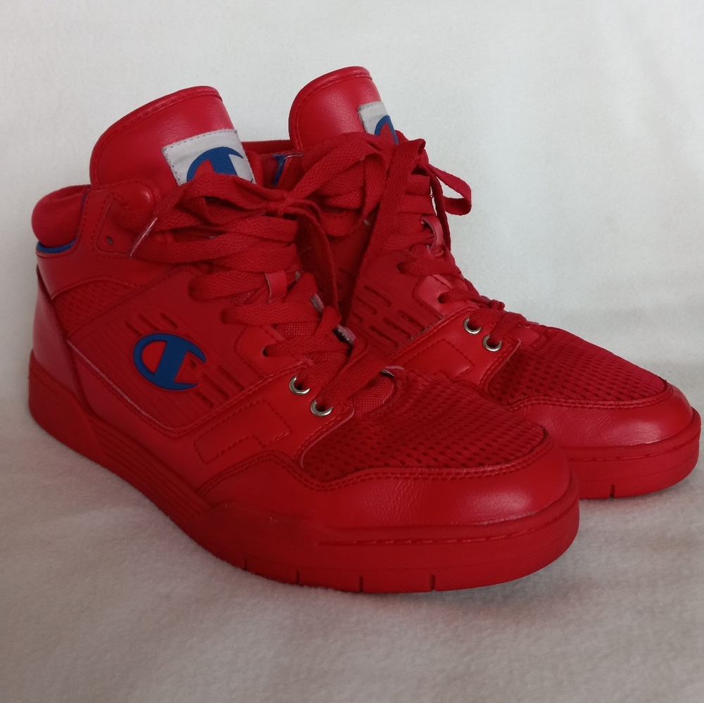 Mens Red Champion 3 on 3 Basketball Shoes mid top sneakers sz 9.5